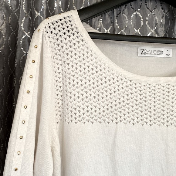 New York & Company Sweaters - 7th Avenue Design Studio New York & Company Studded White Sweater w/Open Knit XL